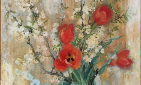 TULIP ĐỎ LÊ PHỔ – TÁC PHẨM TĨNH VẬT HIẾM GẶP, TINH TẾ VÀ NỔI BẬT