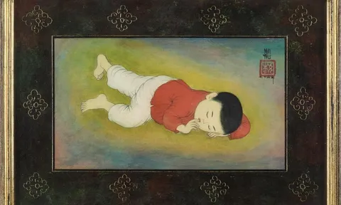 MAI TRUNG THỨ (1906 – 1980) – “ENFANT COUCHÉ, VESTE ROUGE” (ĐỨA TRẺ NẰM NGỦ, ÁO ĐỎ)