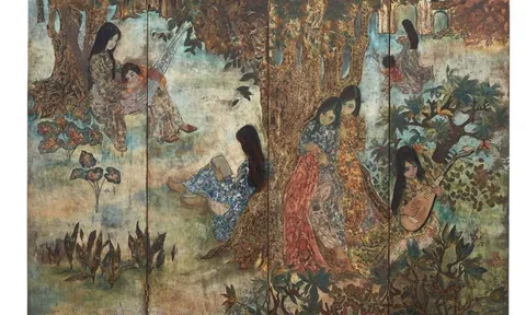TRẦN VĂN HÀ – “Women in a garden / Procession scene”