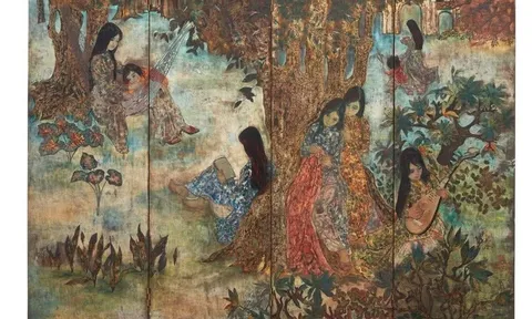 TRẦN VĂN HÀ – “Women in a garden / Procession scene”