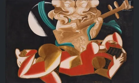 LÊ HUY HOÀ (1932 – 1997) Nghê đánh đàn đáy (Nghê jouant du “đàn đáy”)