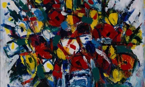 TRẦN LƯU HẬU (1928–2020) – “Tĩnh vật hoa” (2006) Nature morte aux fleurs