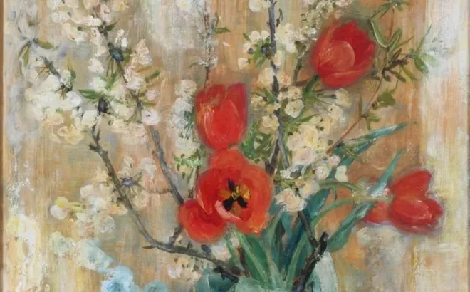 TULIP ĐỎ LÊ PHỔ – TÁC PHẨM TĨNH VẬT HIẾM GẶP, TINH TẾ VÀ NỔI BẬT
